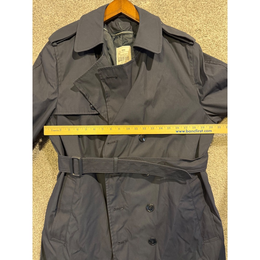 Defense Logistics Agency Trench Coat Mens 44S Blue All Weather Removable Liner * - Picture 7 of 11